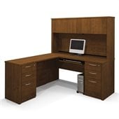 Bestar Embassy L-shaped Workstation with 2 Assembled Pedestals  in Tuscany Brown