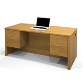 Bestar Embassy Executive Desk with Two Pedestals in Cappuccino Cherry