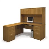 Bestar Embassy L-shaped Workstation with 2 Assembled Pedestals in Cappuccino Cherry