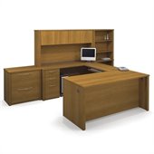 Bestar Embassy U-shaped Workstation with 2 Assembled Pedestals in Cappuccino Cherry