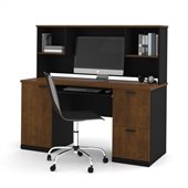 Bestar Hampton Office Computer Desk with Hutch in Tuscany Brown & Black