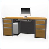 Bestar Connexion Executive Desk Kit with 2 Assembled Pedestals in Cappuccino Cherry