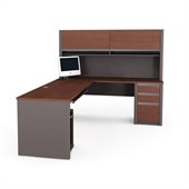 Bestar Connexion L-Shaped Workstation with 1 Assembled Pedestal in Bordeaux
