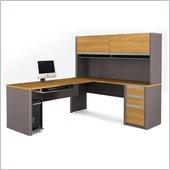 Bestar Connexion L-Shaped Workstation with 1 Assembled Pedestal in Cappuccino Cherry