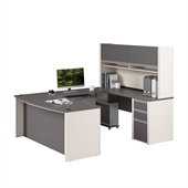Bestar Connexion U-Shaped Workstation with 1 Pedestal in Sandstone