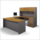 Bestar Connexion U-Shaped Workstation with 1 Pedestal in Cappuccino Cherry