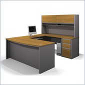 Bestar Connexion U-Shaped Workstation with 1 Assembled Pedestal in Cappuccino Cherry