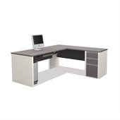 Bestar Connexion L-Shaped Workstation with 1 Assembled Pedestal in Sandstone