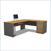 Bestar Connexion L-Shaped Workstation with 1 Assembled Pedestal  in Cappuccino Cherry