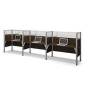 Bestar Pro-Biz Triple Side by Side Desk in Chocolate