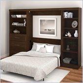 Bestar Create 3 Piece Full Size Wall Bedroom Set in Chocolate