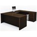 Bestar Prestige + 5-Piece U-Shape Desk in Chocolate with Assembled Pedestal