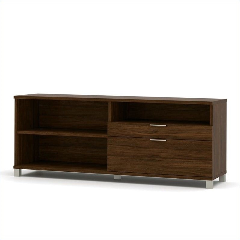Bestar Pro-Linea Credenza with doors in Oak Barrel
