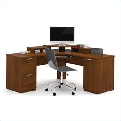 Bestar Elite Home Office Corner Wood Computer Desk in Tuscany Brown by Bestar