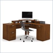 Bestar Elite Home Office Corner Wood Computer Desk in Tuscany Brown