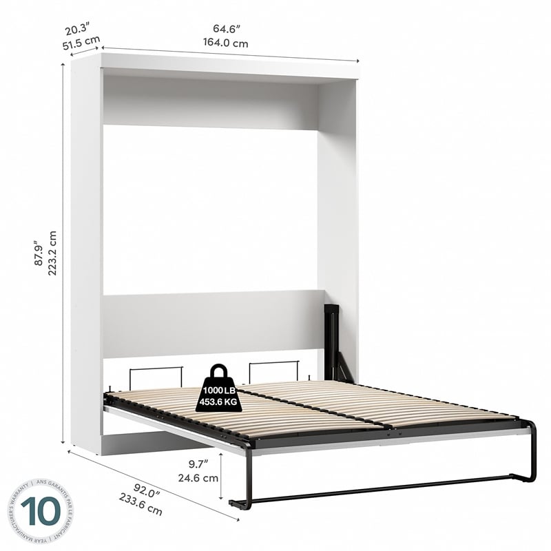 Bestar Pur Queen Wall Bed In White 6838