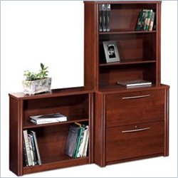 Bestar Embassy 2 Drawer Lateral Wood File Cabinet with Bookcase in Tuscany Brown by Bestar