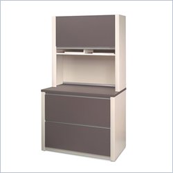 Bestar Connexion 2 Drawer Wood Lateral File Storage Cabinet and Hutch In Cappuccino Cherry... by Bestar