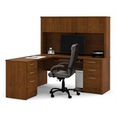 Bestar Embassy L-Shape Home Office Wood Computer Desk Set with Hutch in Tuscany Brown