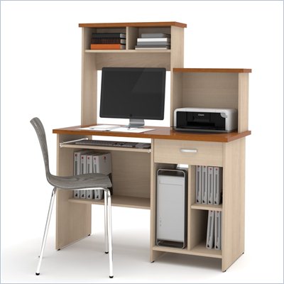 Bestar Active Home Office Computer Desk in Copper Cherry and Maple