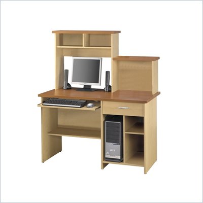 Bestar Active Home Office Computer Desk in Copper Cherry and Maple
