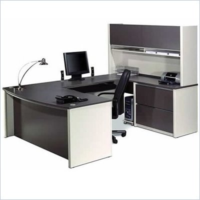 Bestar Connexion 6 Piece U-Shaped Home Office Set with Pedestal