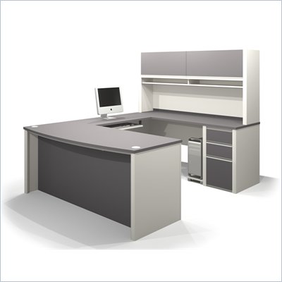 Bestar Connexion U-Shaped Workstation with 1 Pedestal in Sandstone