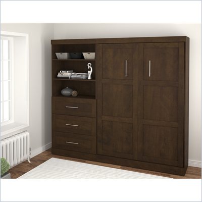 Bestar Create 2 Piece Full Size Wall Bedroom Set in Chocolate