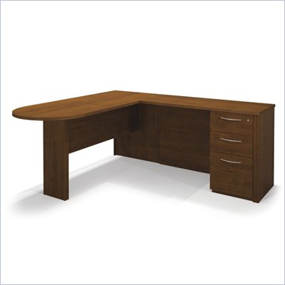 Bestar Embassy L-shaped Workstation with 1 Assembled Pedestal in Tuscany Brown