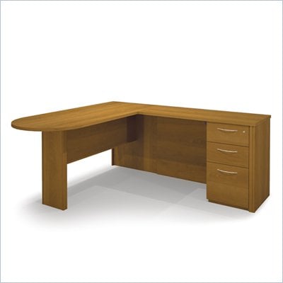 Bestar Embassy L-shaped Workstation with 1 Assembled Pedestal in Cappuccino Cherry
