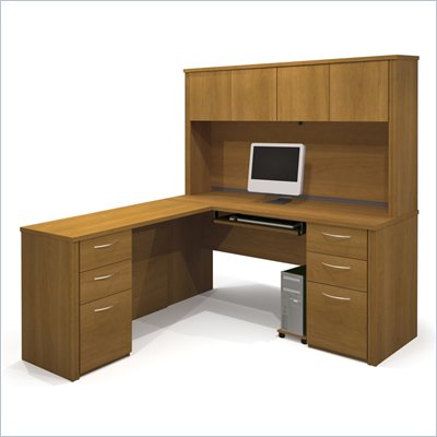 Shaped Computer Desk Hutch on Home Office L Shape Wood Computer Desk With Hutch In Cappuccino Cherry