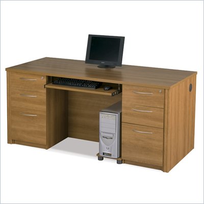Bestar Embassy Executive Desk with Pedestals in Cappuccino Cherry