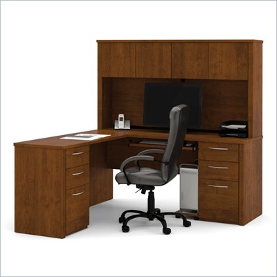 Shaped Computer Desk Hutch on Bestar Embassy L Shape Home Office Wood Computer Desk Set With Hutch