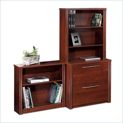 Bestar Embassy 2 Drawer Lateral Wood File Cabinet with Bookcase in Tuscany Brown