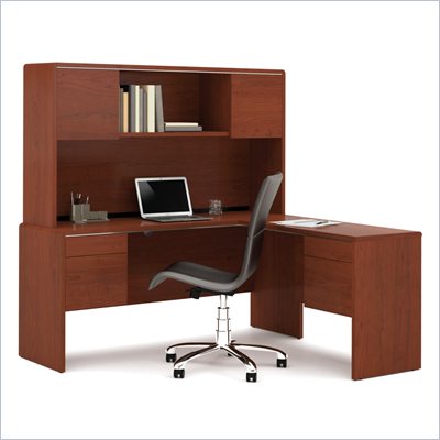 Bestar Fall Creek L-shaped with Hutch Kit in Bordeaux