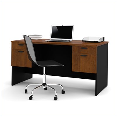 Bestar Hampton Home Office Computer Desk in Tuscany Brown & Black