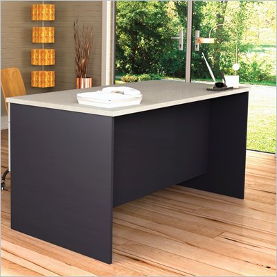 Bestar Hampton Home Office Computer Desk in Sand Granite & Charcoal
