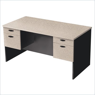 Bestar Hampton Home Office Computer Desk in Sand Granite & Charcoal