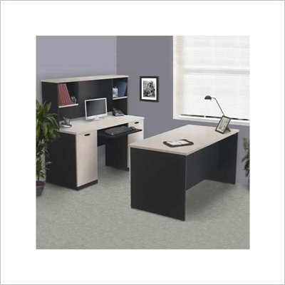 Bestar Hampton Home Office Desk Set in Sand Granite & Charcoal