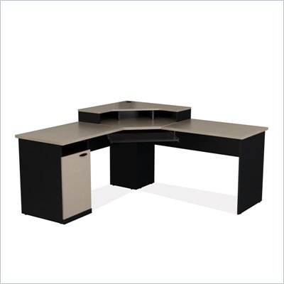 Bestar Hampton Corner Computer Desk in Sand Granite & Charcoal