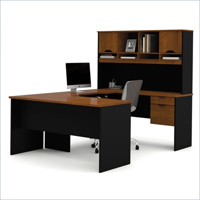 Bestar Innova U-Desk in Tuscany Brown and Black