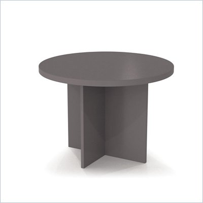 Bestar Meeting Solutions 42 Inch Round Light Board Top Meeting Table in Slate
