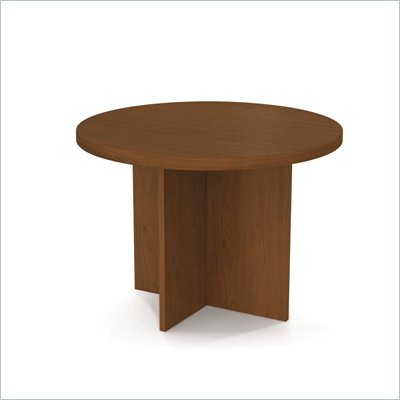 Bestar Meeting Solutions 42 Inch Round Light Board Top Meeting Table in Cherry Cognac