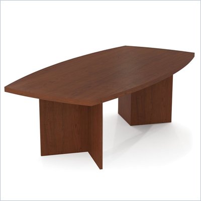 Bestar Meeting Solutions 8' Boat Shaped Light Board Top Conference Table in Bordeaux
