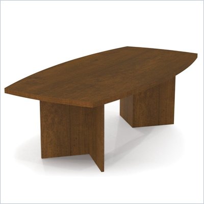 Bestar Meeting Solutions 8' Boat Shaped Light Board Top Conference Table in Tuscany