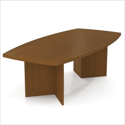 Bestar Meeting Solutions 8' Boat Shaped Light Board Top Conference Table in Cherry Cognac