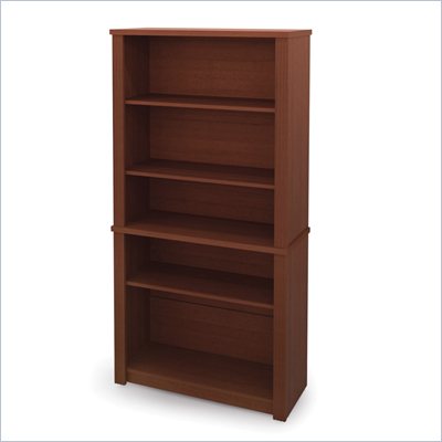 Bestar Prestige Wood Bookcase in Cognac Cherry