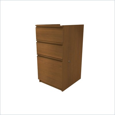 Bestar Prestige 1 Drawer Lateral Wood File Storage Pedestal in Cognac Cherry