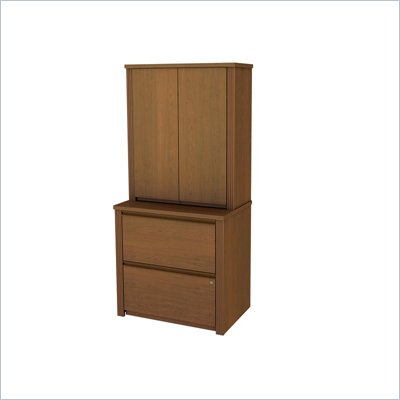 Bestar Prestige 2 Drawer Lateral Wood File Storage Cabinet Set in Cognac Cherry