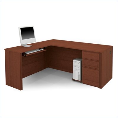Bestar Prestige + L-Shaped Computer Desk in Cognac Cherry